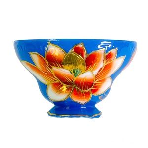 Vintage Trimont China Open Sugar Bowl Occupied Japan Turquoise Pink Floral 2.5"